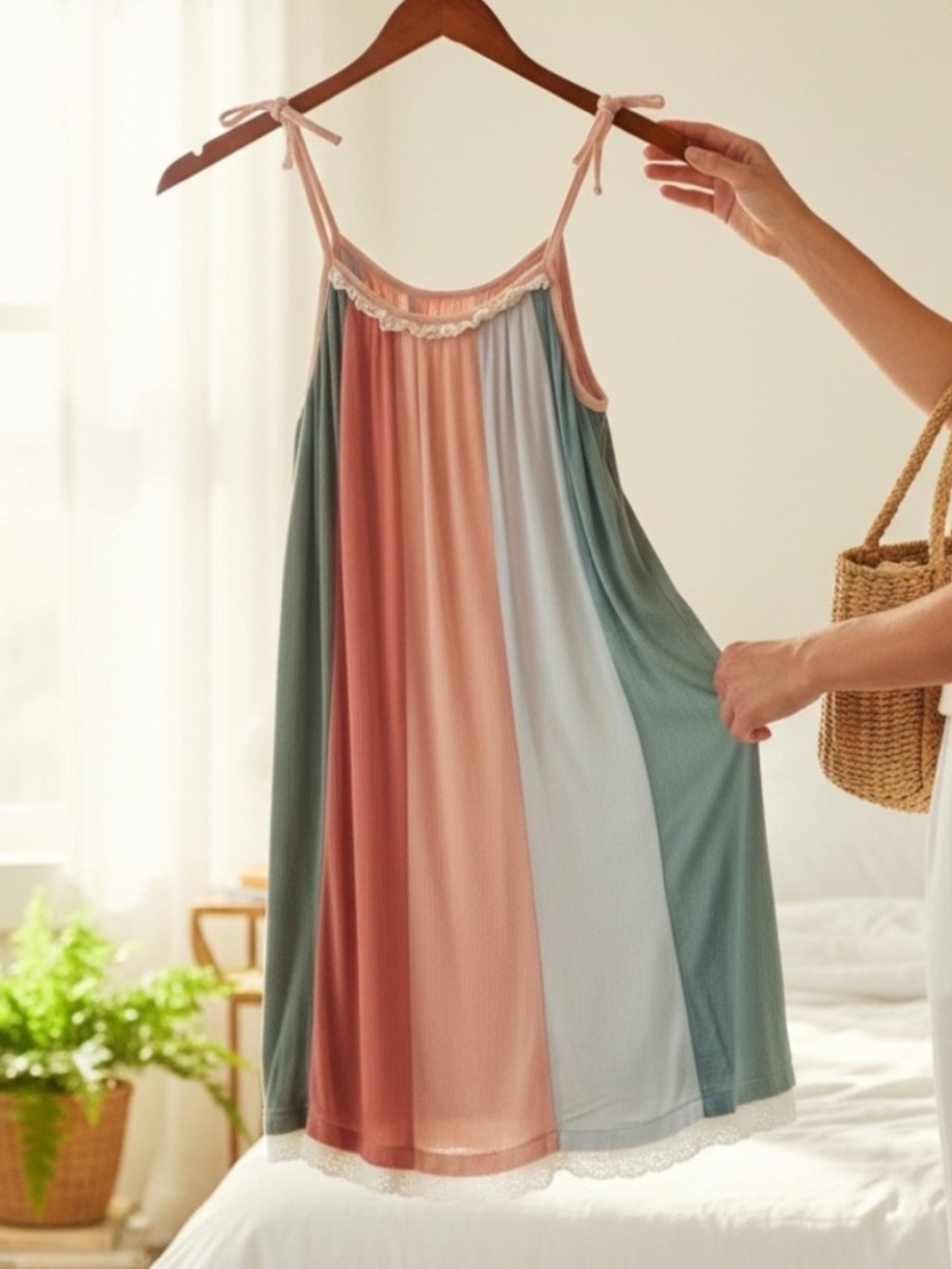 MATILDA JANE Multicolor Stripe Dress - Dusty Rose, Sage & Powder Blue